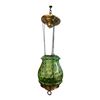 Image 1 : Antique Victorian Green Glass Hanging Oil Lamp