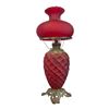 Image 1 : Antique Victorian Red Satin Banquet Lamp