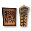 Image 1 : 2 First Nations Art Pieces: Wall Plaque + Hand Carved+Painted Piece