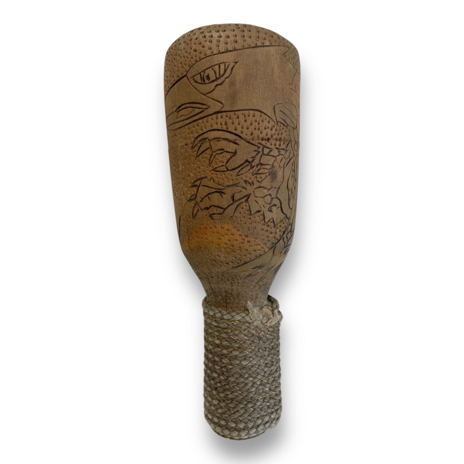 First Nations Rattle Drawing Vintage First Nations Hand Carved Rattle