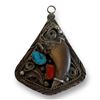 Image 1 : Vintage Navajo Sterling Silver Bear Claw With Turquoise & Coral Pendant