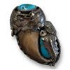 Image 1 : Vintage Navajo Sterling Silver Bear Claw With Turquoise & Coral Ring