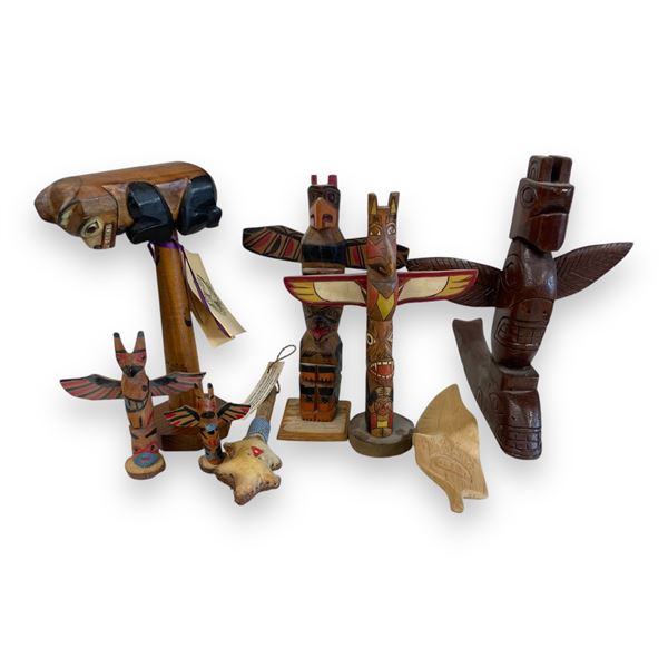 8Pcs Of Assorted First Nations Hand Made/Carved/Painted Pieces