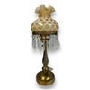 Image 1 : Vintage Fenton Yellow Opalescent Coin Dot Glass Shade Brass Lamp