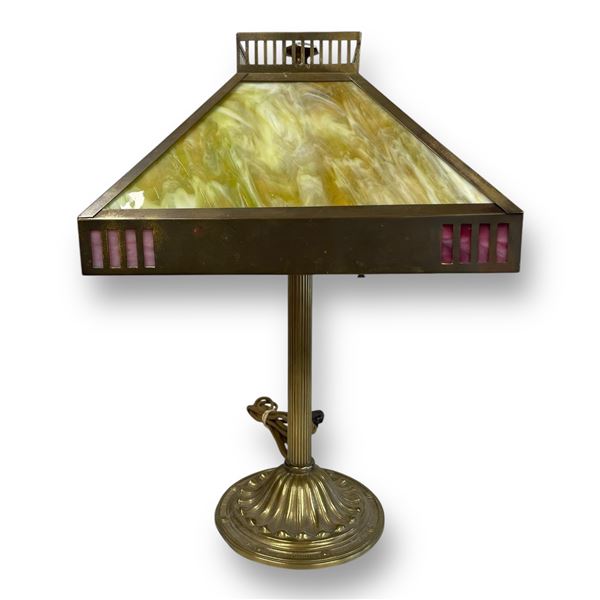 Early Slag Glass Table Lamp