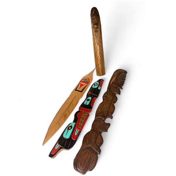 4Pcs Of Westcoast Squamish Hand Carved+Painted Plaques
