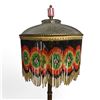 Image 2 : Vintage Cast Metal Table Lamp With Glass Bead Tassel Shade