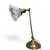 Image 2 : Vintage Heavy Brass Adjustable Opalescent Glass Table Lamp