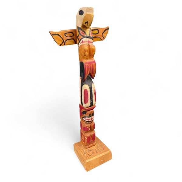 Vintage Westcoast Native Hand Made Totem Signed On Back