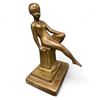 Image 2 : Vintage Art Deco Brass Woman On Pillar