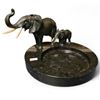 Image 1 : Vintage Bronze Sculpted Elephant Catch-All Marble Dish