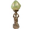 Image 1 : Vintage Art Deco Frankart Style Kneeling Lady Lamp + Green Shade