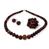 Image 2 : Antique Amber Set In Box With History: Brooch, Necklace, Earrings
