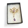 Image 1 : Antique Amethyst Seed Pearl Lavaliere Pendant 9Ct Gold