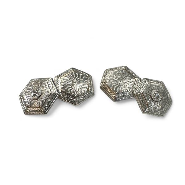 Vintage Platinum On 14Kt Gold Cufflinks 4.8G