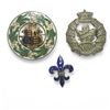 Image 1 : 3 Vintage Pinbacks: Sterling Fleurs De Lis, Enamel Shield, Rifle Badge