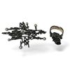 Image 1 : 2 Vintage Brutalist Sterling Silver Jewelery: Brooch + Pearls, Ring