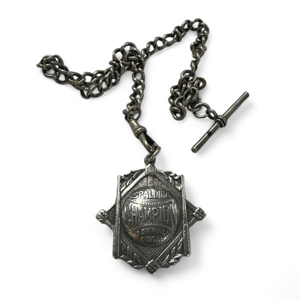 Antique Sterling Silver: Spalding 1914 Medal, Pocket Watch Chain