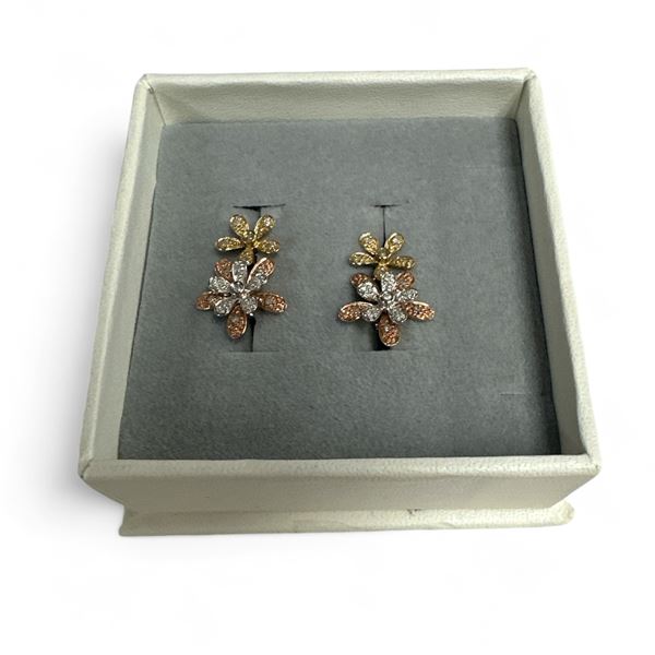 10Kt Tri Gold Flower Earrings 3.8G