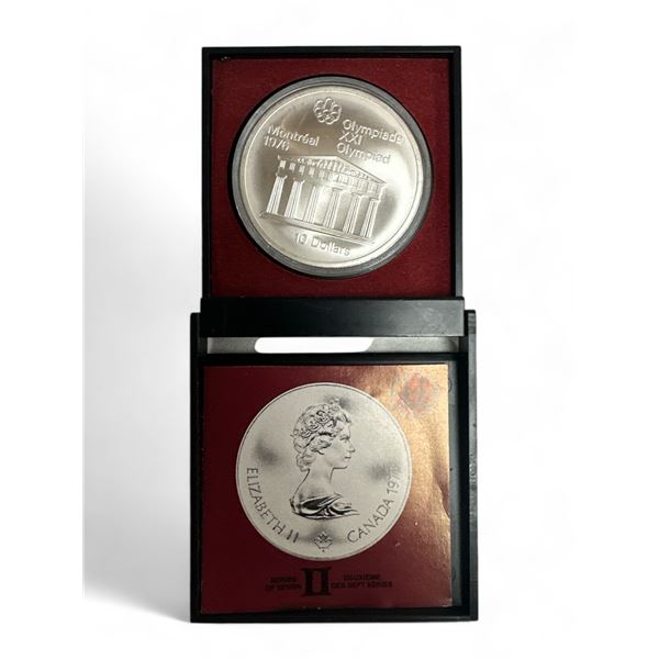 Vintage 1976 Montreal Olympics Temple Of Zeus $10 Silver Coin