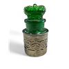 Image 1 : Antique Sterling Silver Perfume Bottle Holder + Crown Top Bottle