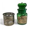 Image 2 : Antique Sterling Silver Perfume Bottle Holder + Crown Top Bottle