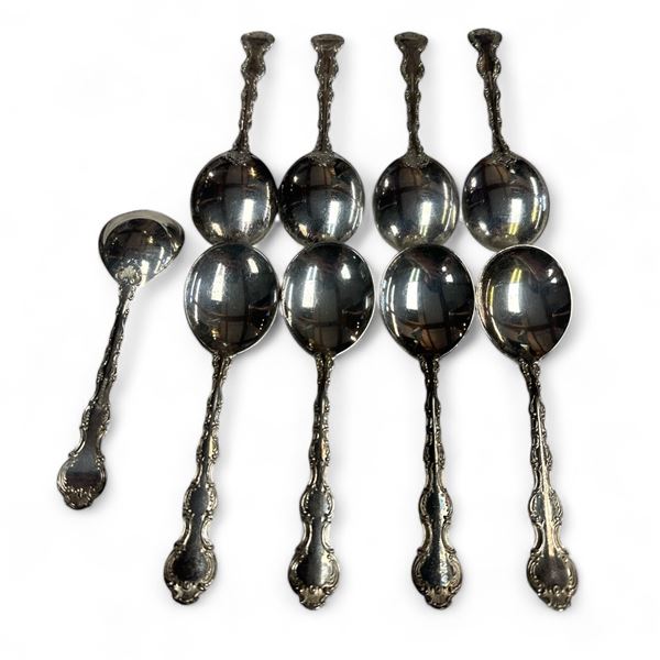 9 Vintage Birks Sterling Silver Soup Spoons