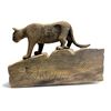 Image 1 : Hand Carved Wooden Mountain Lion On Edge "Jasper"