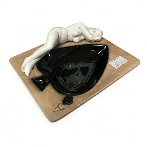 Vintage Nude Woman Ace Of Spades Ashtray