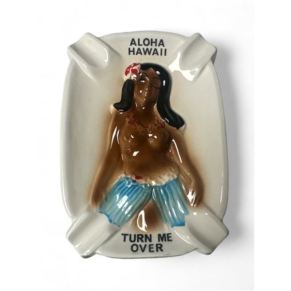 Vintage Porcelain Hawaiian Woman Ashtray