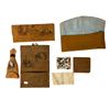 Image 1 : 4Pcs Of Vintage Native Hide Items: Pouches, Letter Holder, Brush