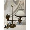 Image 2 : Vintage Brass Table Lamp With Milk Glass Shade