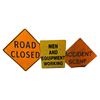 Image 1 : 3 Metal Construction Signs And Metal Sign Stand