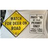 Image 2 : 2 Metal Signs: Watch For Deer & Parking Permit Only