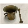 Image 2 : Vintage Brass Pedestal And Mortar