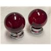Image 2 : Pair Of Vintage Red Glass Globe Light Fixtures