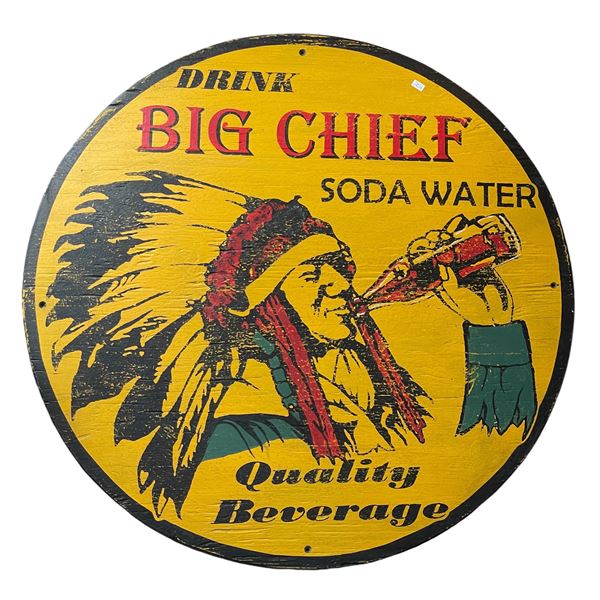 Hand Made Drink Big Chief Soda Water Quality Beverage Wood Sign
