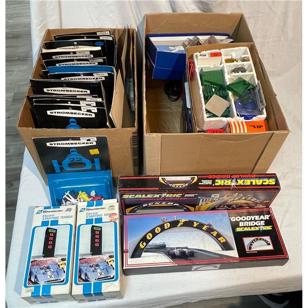 2 Boxes Of Assorted Slot Car Accessories Strombecker/Scalextric
