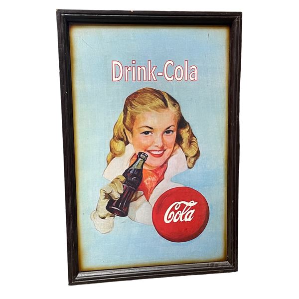 Vintage Framed Drink-Cola Advertising Board