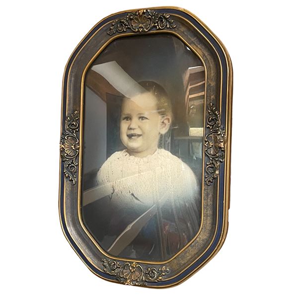 Framed Vintage Slightly Convex Glass Portrait Of A Baby