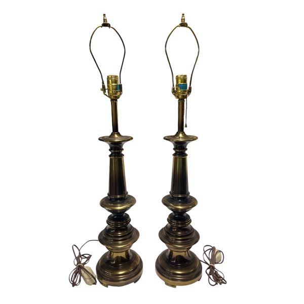 Pair Of Vintage Underwriters Laboratory Brass Table Lamps