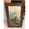 Image 2 : Vintage Framed Original Oil On Canvas Painting Of A Caribbo