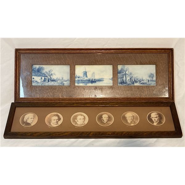 2 Framed Vintage Prints: Holland Scene And Composers