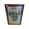 Image 1 : Large Framed Vintage Alphonse Mucha Woman With Bear Print