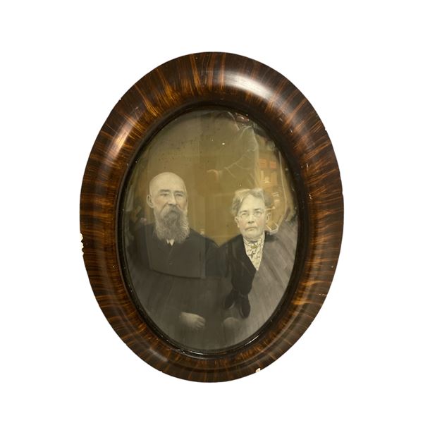 Vintage Portrait Print In Convex Glass Frame