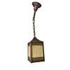 Image 1 : Vintage Brass Slag Glass Greek Key Hanging Light Fixture