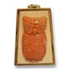 Image 1 : Handmade 14kt Gold Pendant With Coral Carved Owl