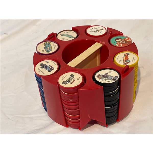 Vintage Jello Chips With Carrying Case: Cars, Animals, Sports Players