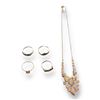 Image 1 : 4 .925 Silver Rings And 800 Stamped Necklace With Colourful Pendant