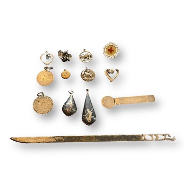 Assorted Sterling Silver, Tie Clip, Pendants, Letter Opener, Etc..
